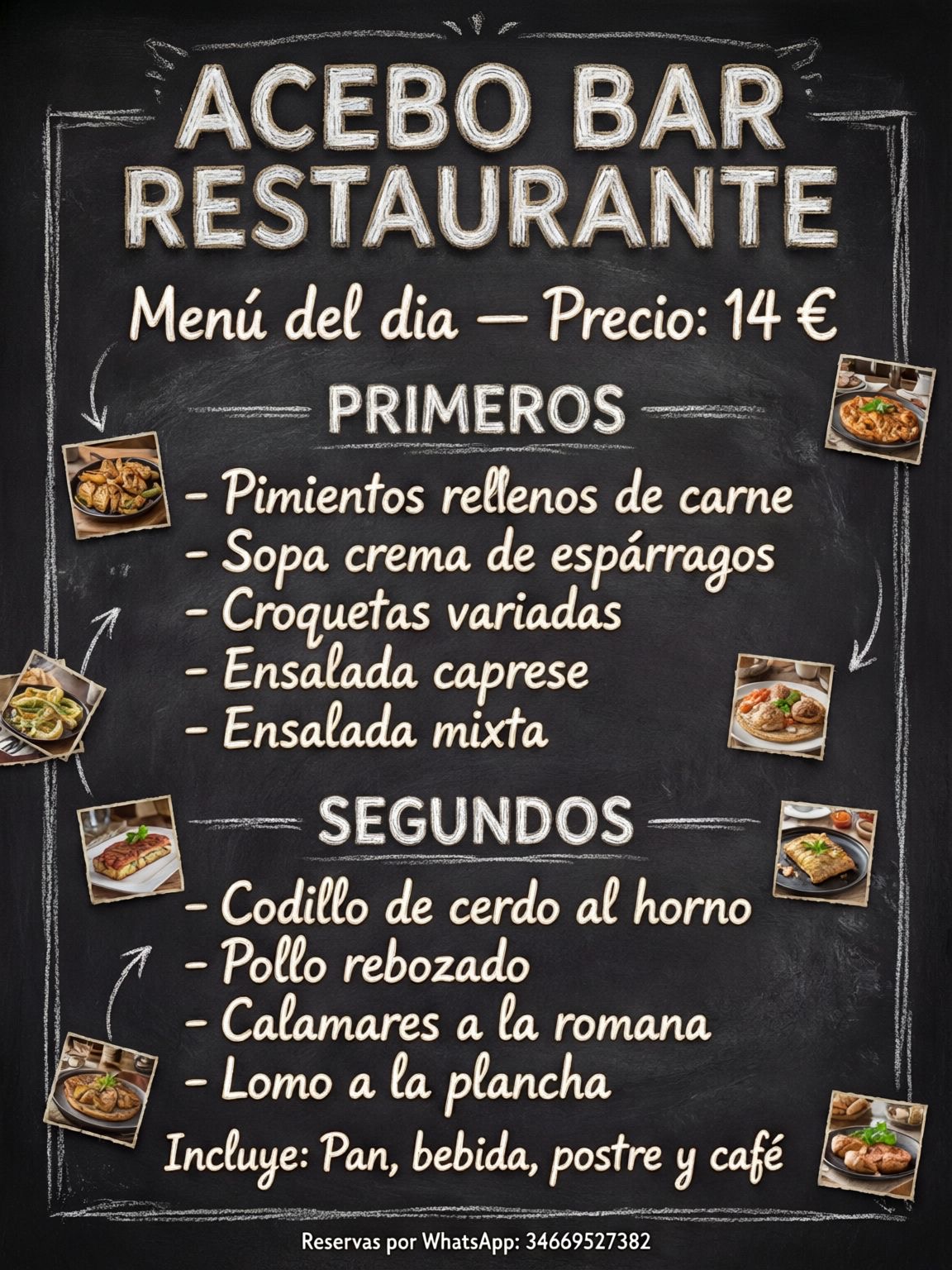Cartel del menú generado por AItana