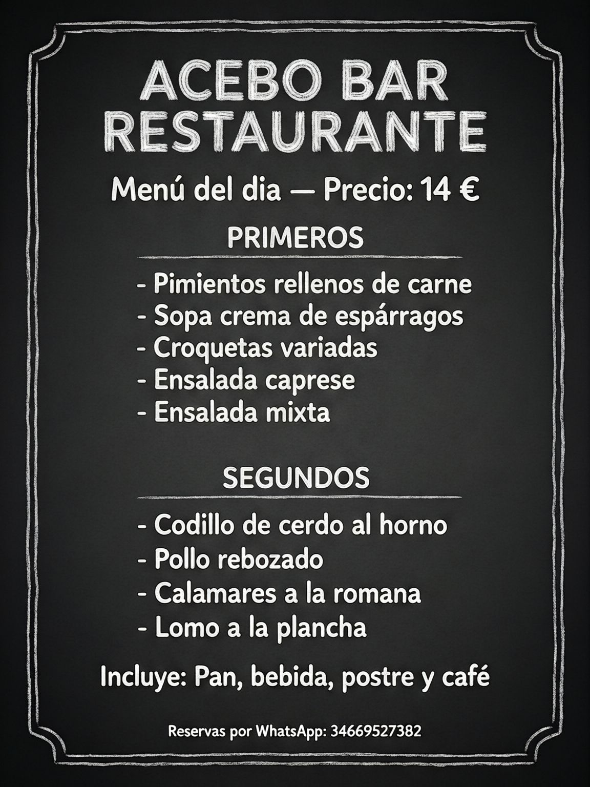 Estilo de menú: Pizarra lisa
