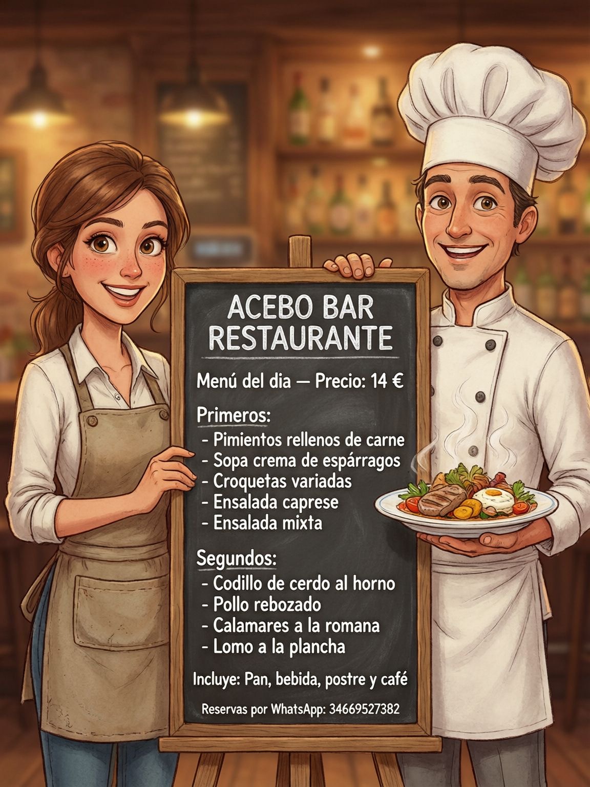 Estilo de menú: Ilustración (camareros)
