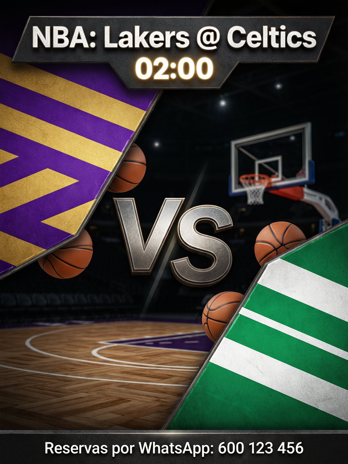 Cartel de partido NBA en estilo banderas